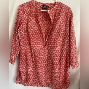 MADISON MATHEWS Diane‎ Pink/Coral 3/4 Sleeve Women's Blouse Size M